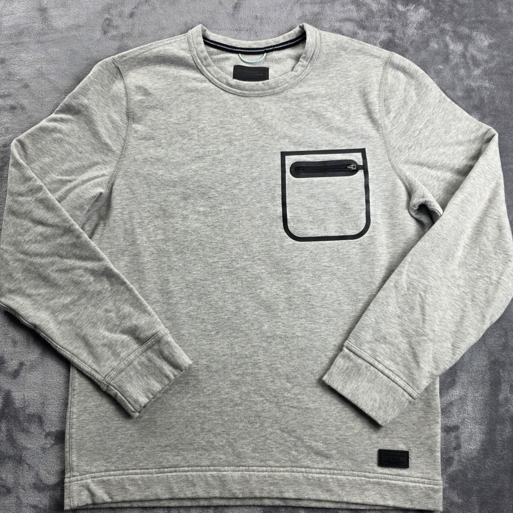 Abercrombie‎ & Fitch Mens S Grey Crewneck Sweatshirt Zipper Pocket Long Sleeve